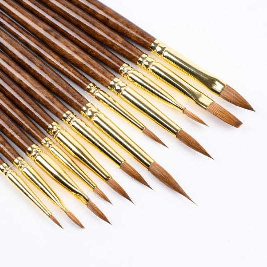 Professional Sable Hair Paint Brushes Art Set Watercolor Acrylic Oil