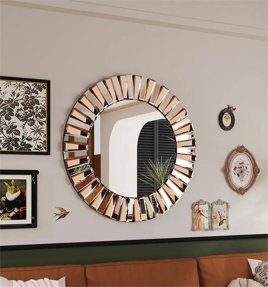 Decorative Round Starburst Wall Mirror for Hallway Bathroom