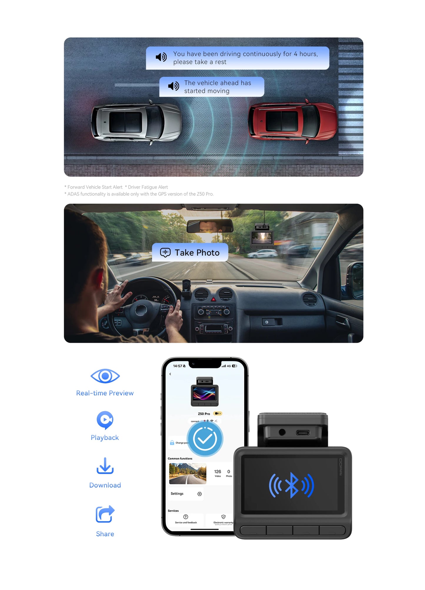 Front and Rear 4K Dash Cam with Parking Mode 128GB
