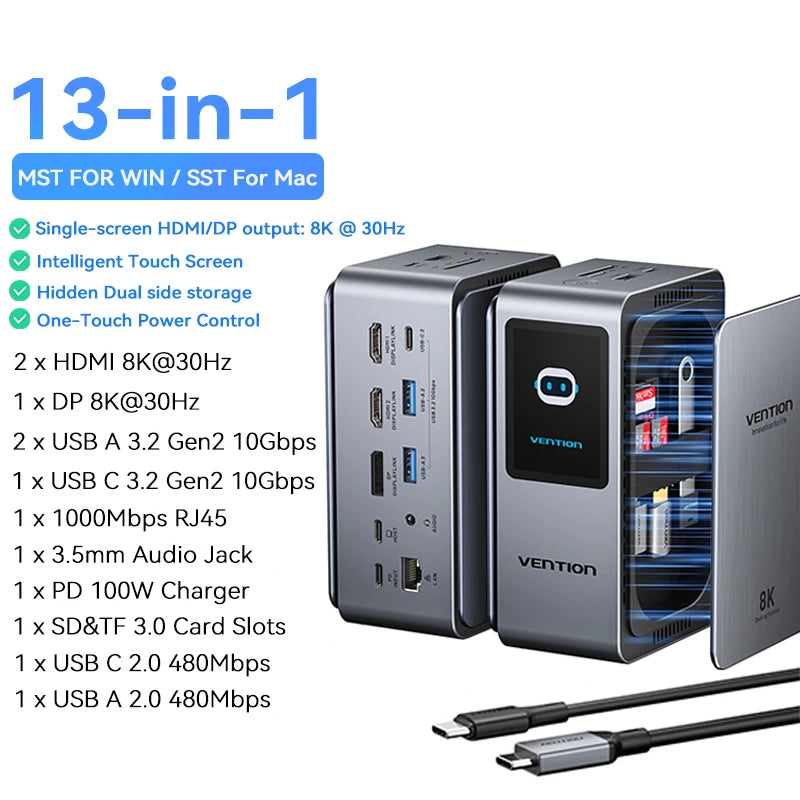 USB-C 13in1 Triple Display Docking Station 10Gbps