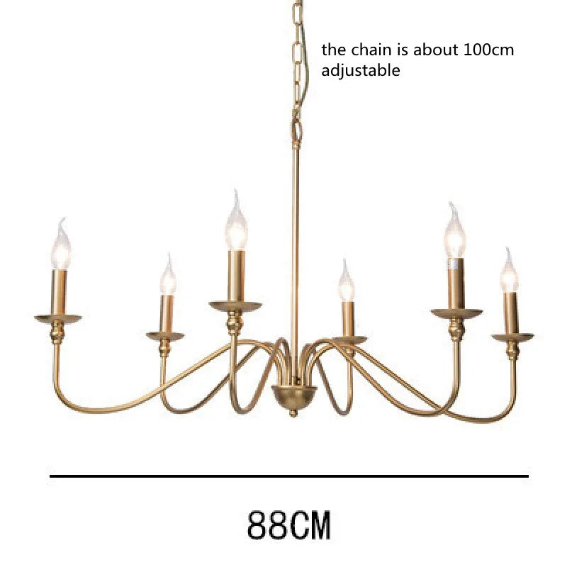 Vintage Style Gold Chandelier 6 Lamps for Dining Room