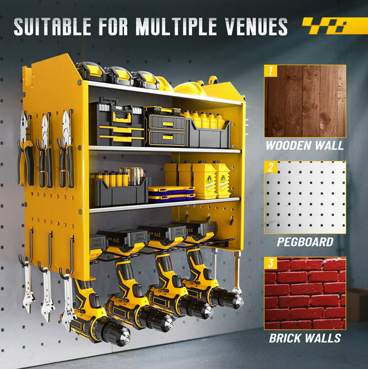 Power Tool Battery Holder Wall Rack Storage System