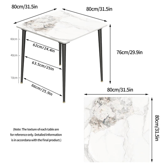 Rectangular Dining Table White Emerald Sintered Stone Top