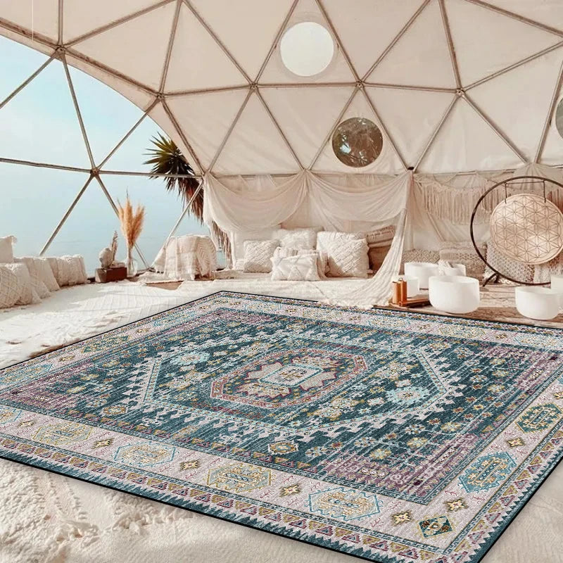 Soft Comfortable Flannel Rug Large Vibrant Bohemian Living Room Accent