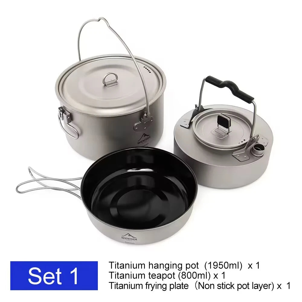 Lightweight Titanium Outdoor Cookware Set for Camping Travel