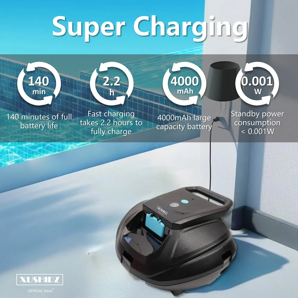 Wireless Swimming Pool Cleaner Robot with Intelligent Path Planning