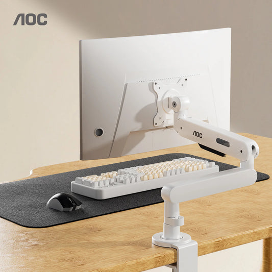 Ergonomic White Monitor Arm Adjustable Desktop Holder