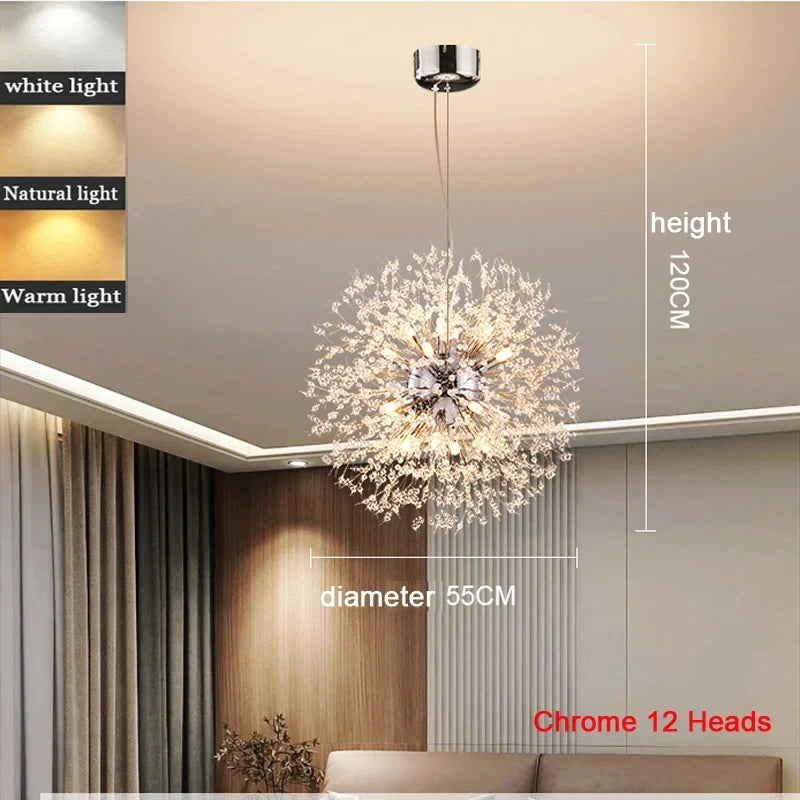Chrome 55cm Starburst LED Pendant Light Modern Style