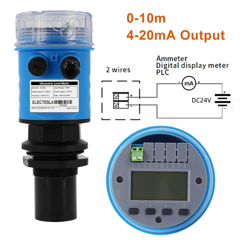 Ultrasonic Tank Level Transmitter IP68 0-10m 4-20mA