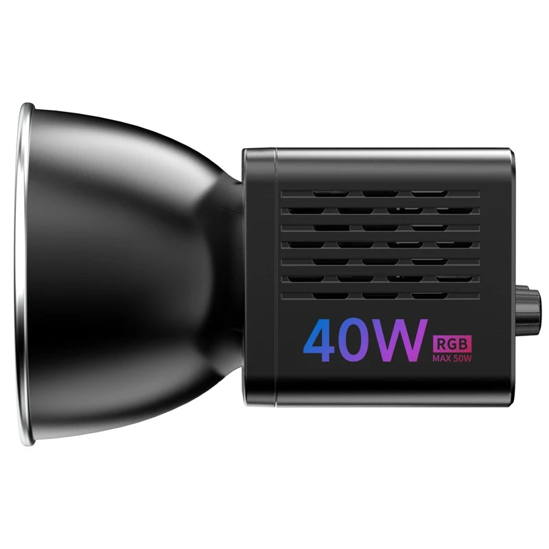 Adjustable 40W COB LED Video Light 0–359° RGB & Bi-Color