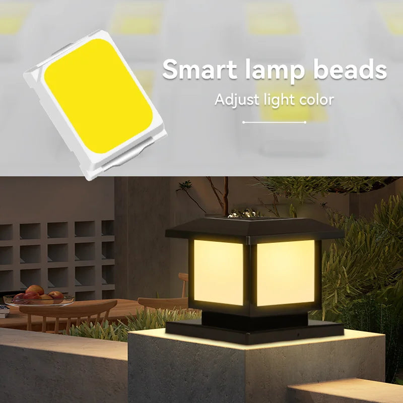 20cm Waterproof Solar LED Post Lights 2 Pack
