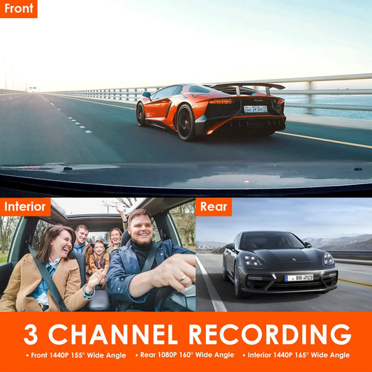 Dual Lens Car Dashcam with GPS and 256GB