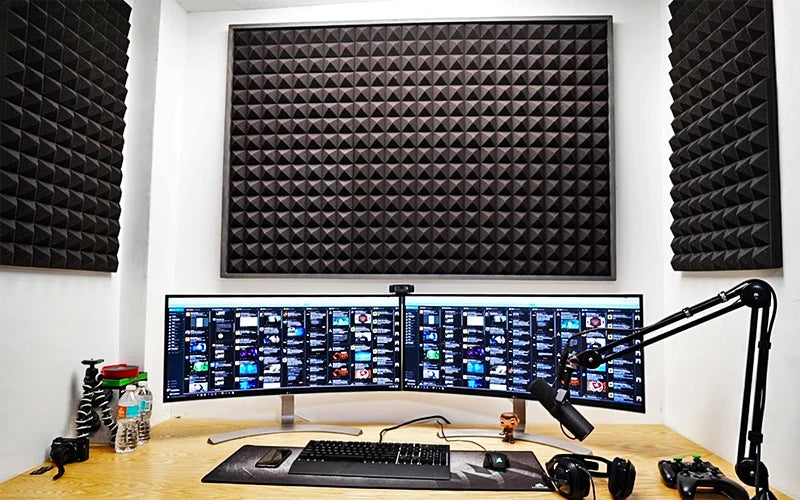 24 Pcs Black Studio Acoustic Foam with Tapes 5cm Thick