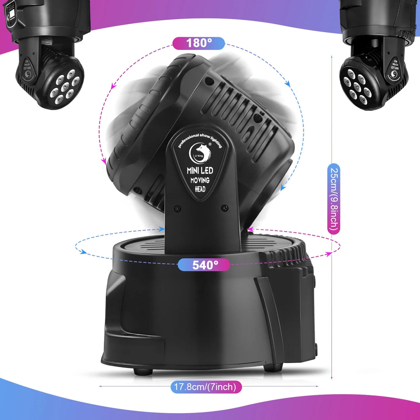 2 Pack 105W Moving Head Stage Lights with RGBW LEDs