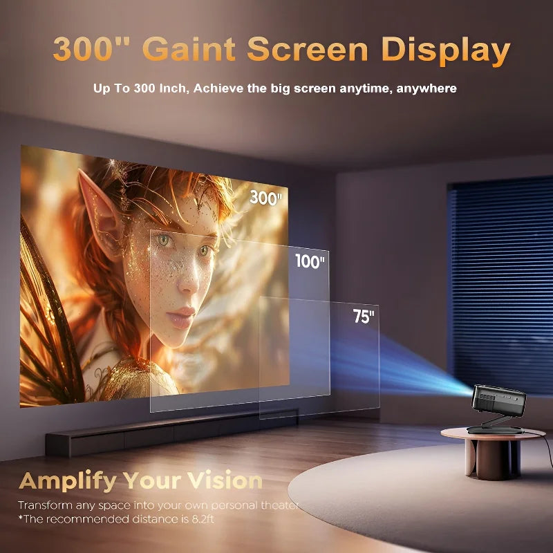 4K Smart Projector Android 12 with Auto Focus WiFi 6