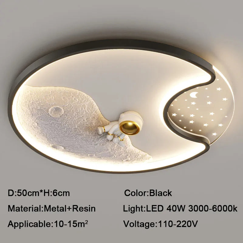 50cm Astronaut LED Ceiling Lamp for Kids Room Black