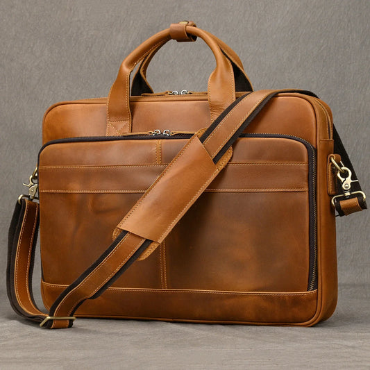 Lightweight Leather Laptop Bag 44cm Office Tote