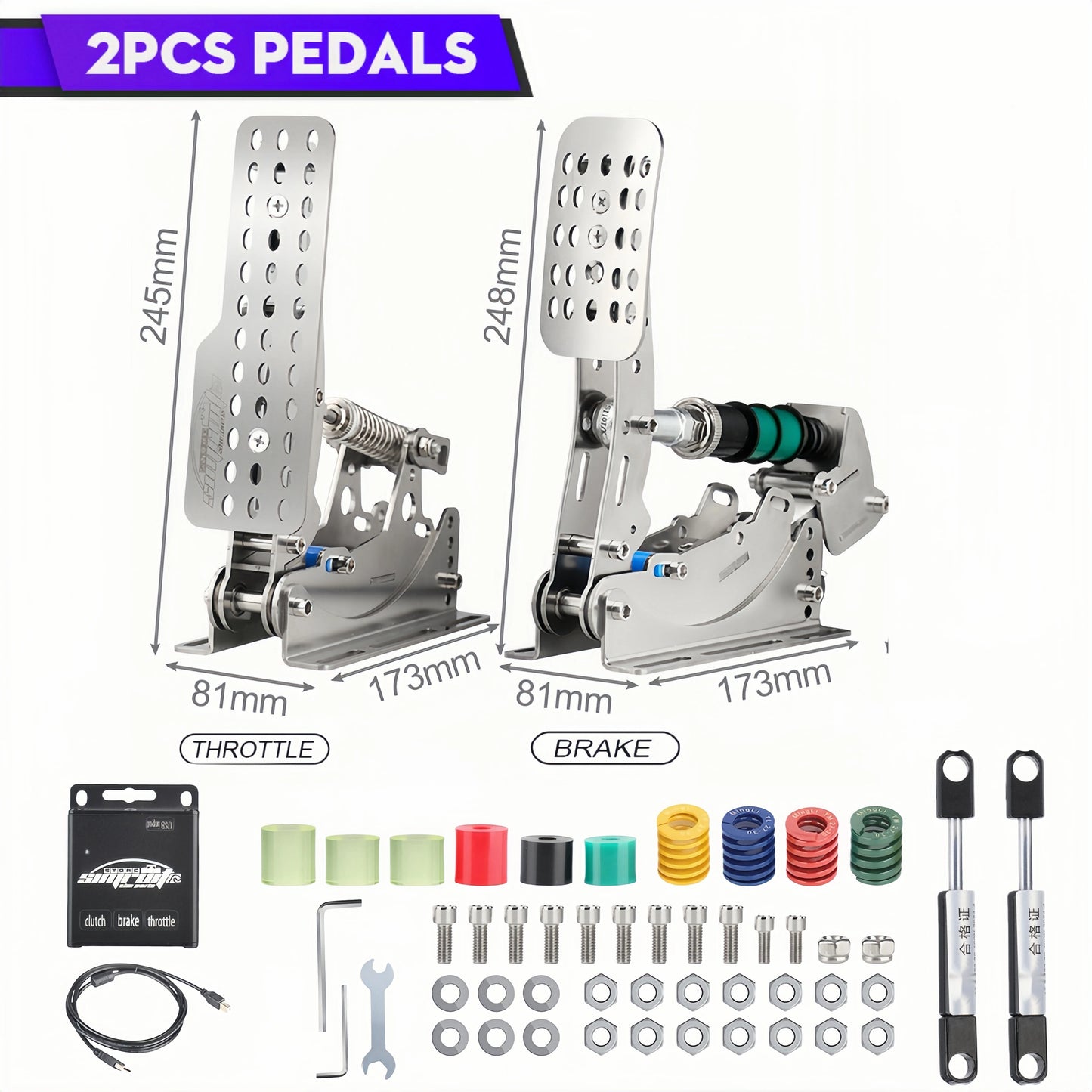 2TB Racing Pedals Dual Hydraulic Rod LoadCell