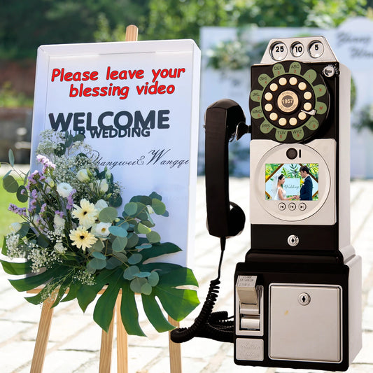 Black Wedding Guestbook with Voice and Video Recorder