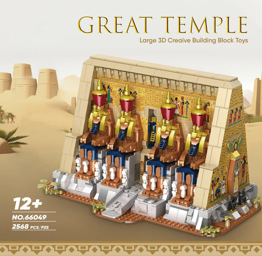 Ancient Egyptian Temple Building Blocks DIY Model with Statues
