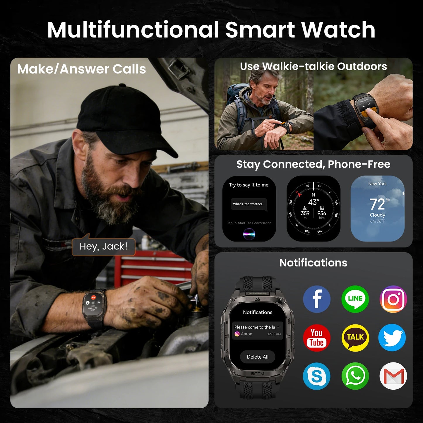 Heavy Duty Outdoor Smartwatch for Men GPS Enabled