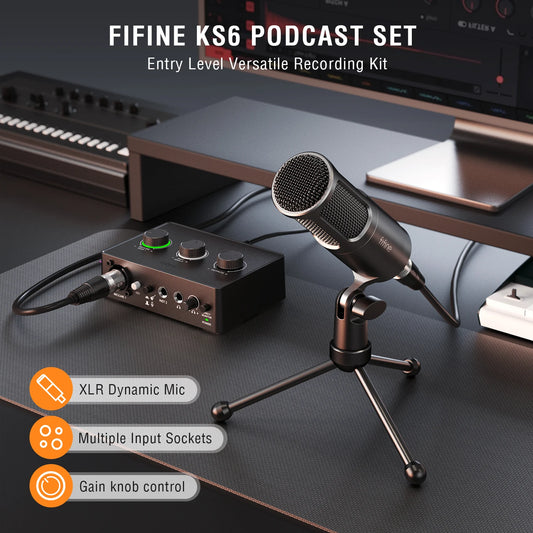 Studio Podcast Kit Dynamic Microphone Audio Mixer for Recording