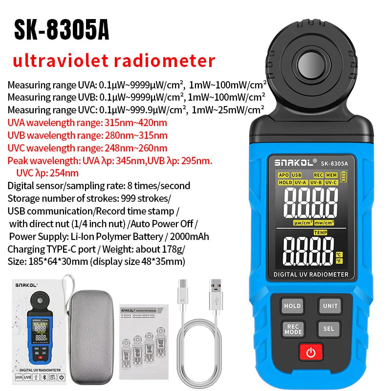 Pocket Illuminance Meter with LCD Display for Plants SK-8305A