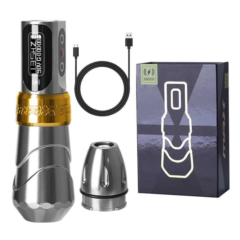 Glossy Gray Wireless Tattoo Pen with 2400mAh Battery