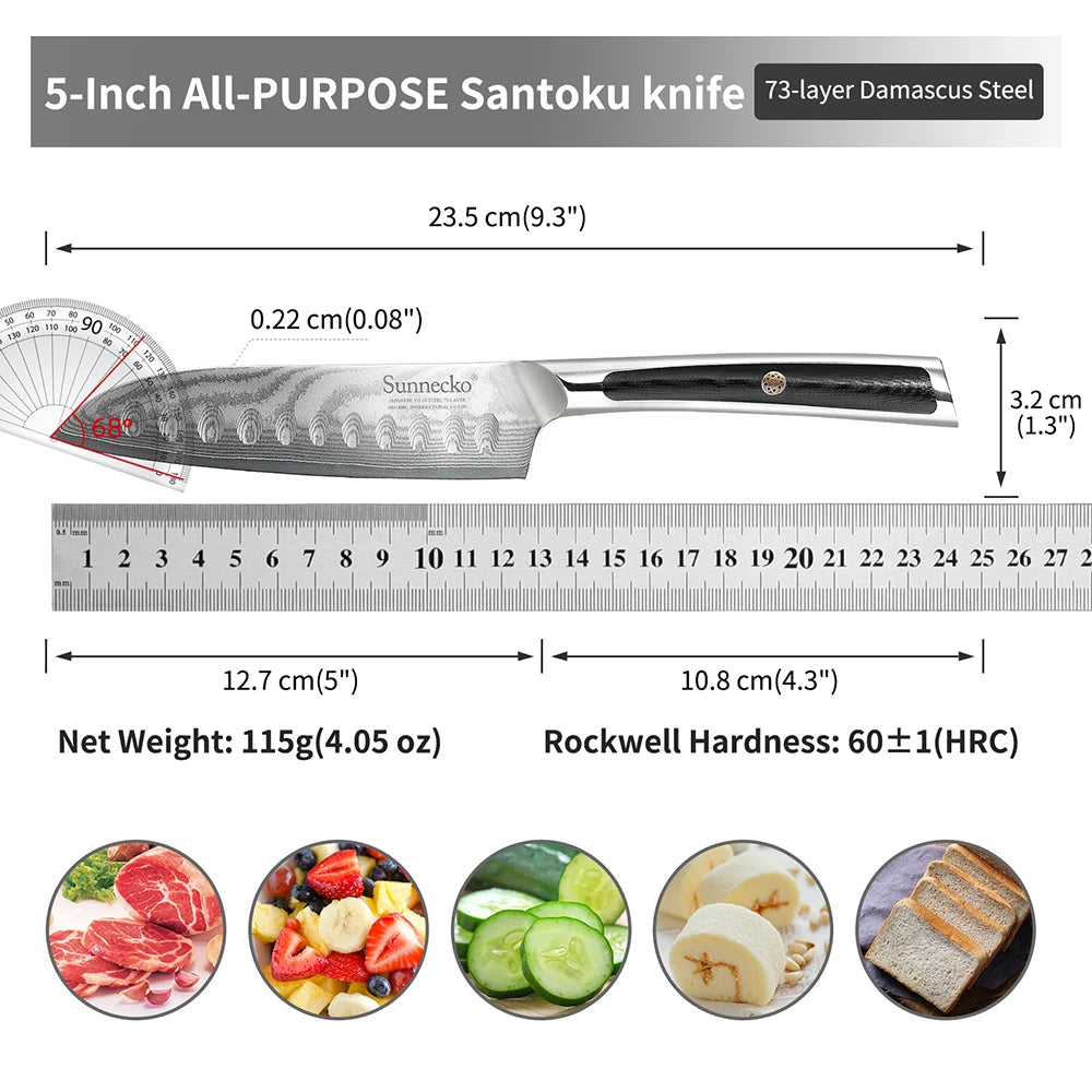 3-Piece Damascus Steel Kitchen Knife Set for Cooking