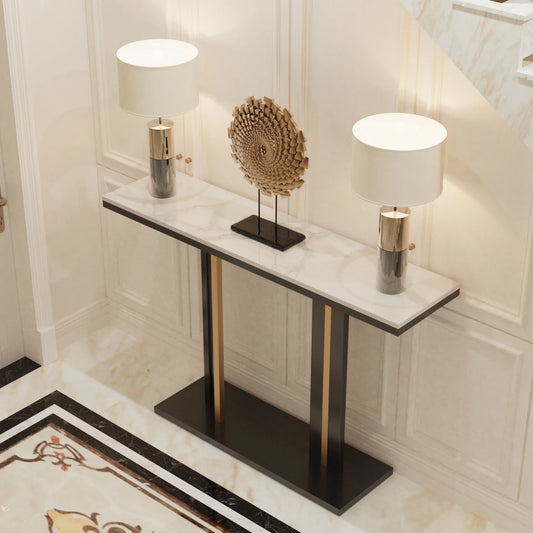Elegant Marble Display Table Narrow Hallway Entryway Console
