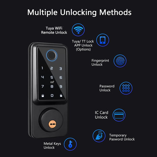 Portable Black Digital Deadbolt Lock with App Control