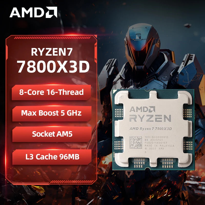 8 Core 16 Thread Ryzen 7 7800X3D CPU Up to 5GHz