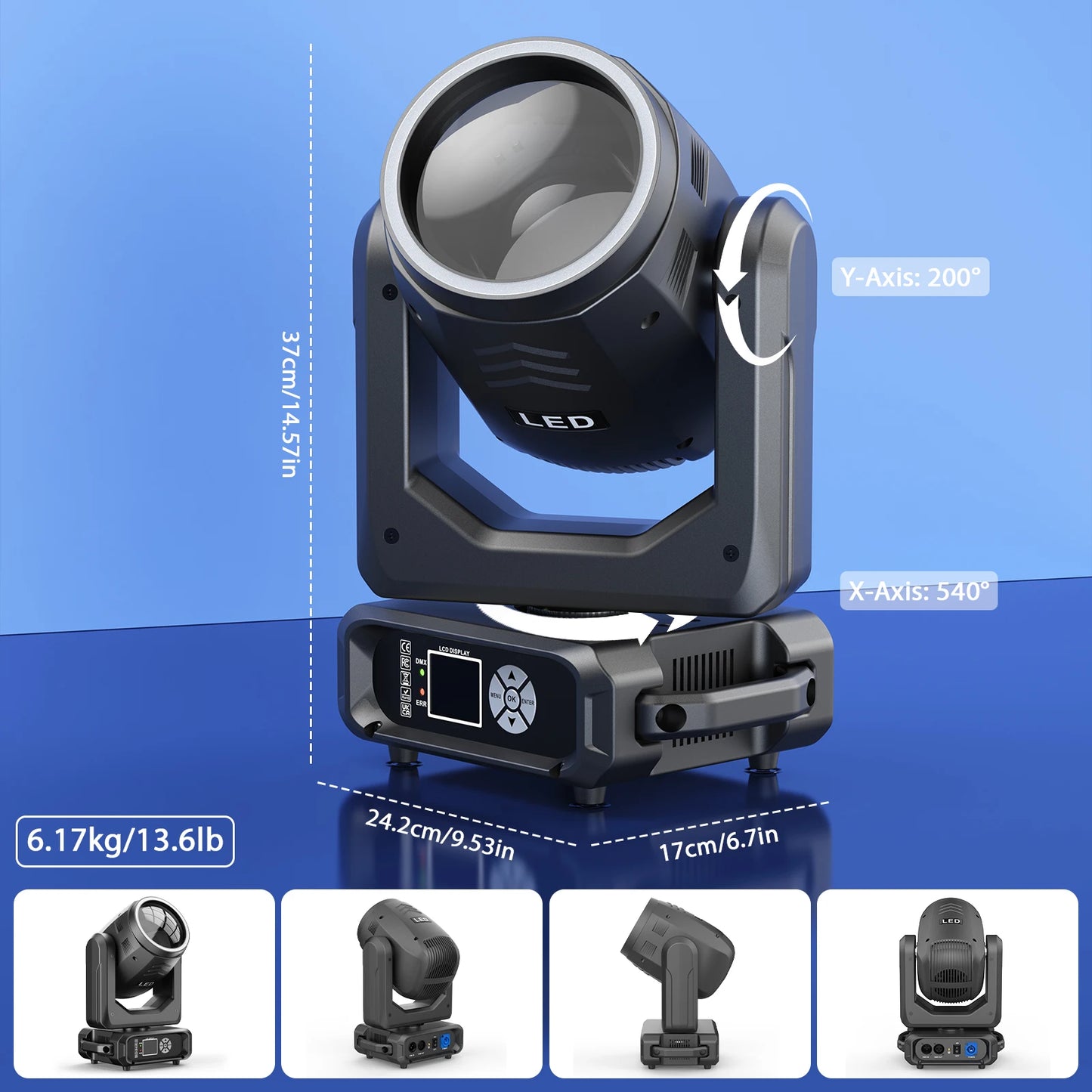 200W LED Beam Moving Head Light DMX Stage Effect