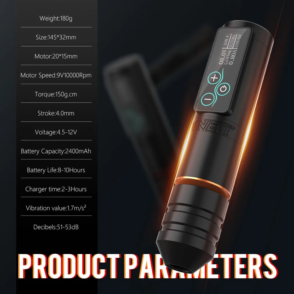 Wireless Tattoo Pen Machine 2400mAh Battery Gold Finish