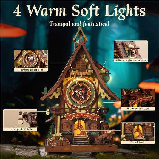 DIY Black Forest Wooden Clock Model with Working Cuckoo