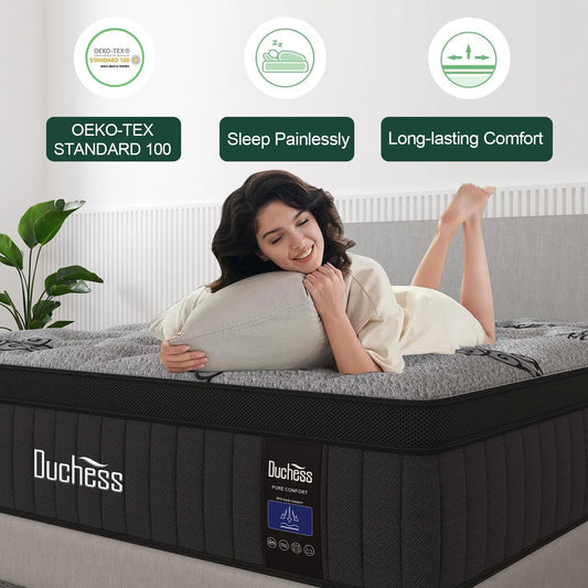 Queen Euro Top Pocket Spring Mattress 34cm Medium Firm King