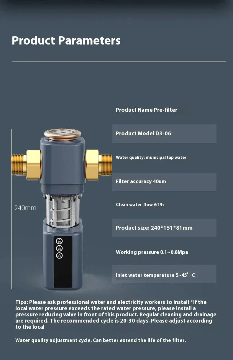 Automatic Whole House Water Filter with Spin Down Prefilter