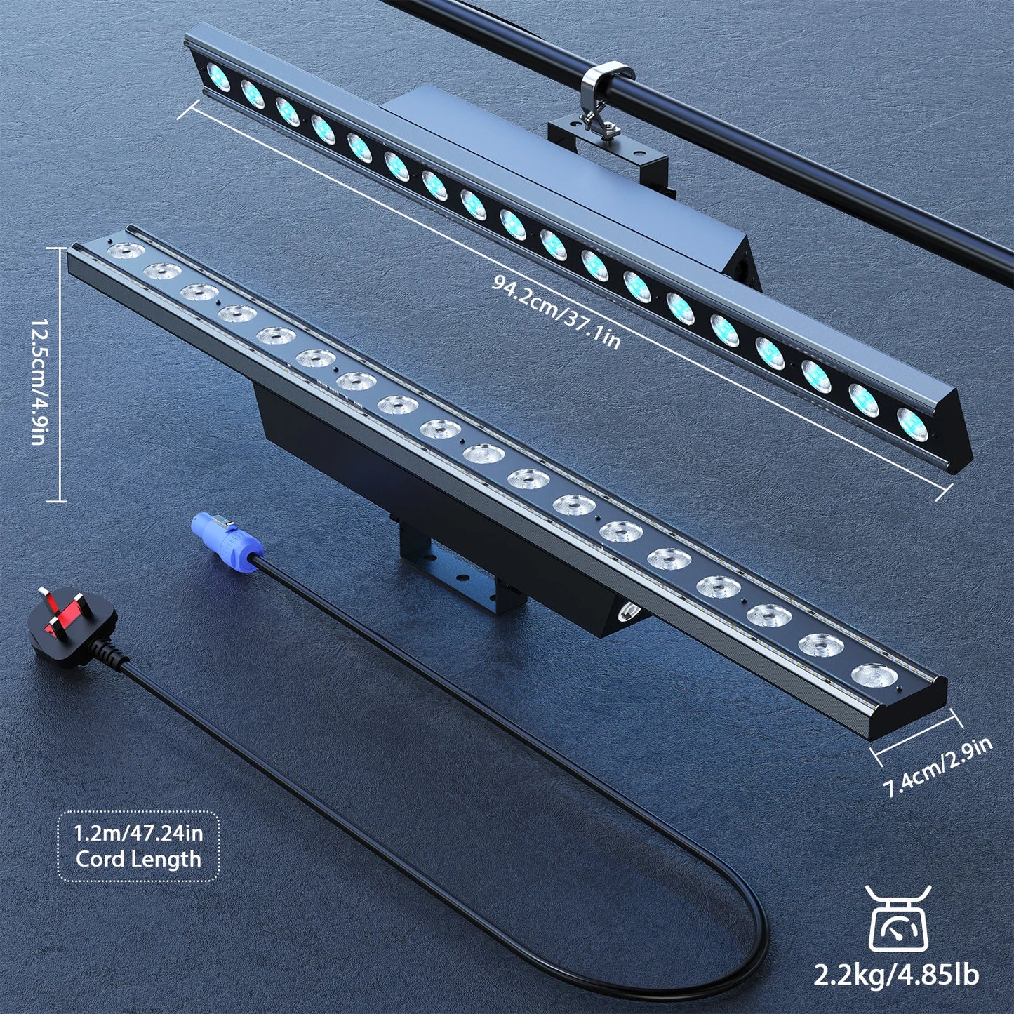 2-Pack 180W RGBW LED Wall Washer Lights DMX Stage