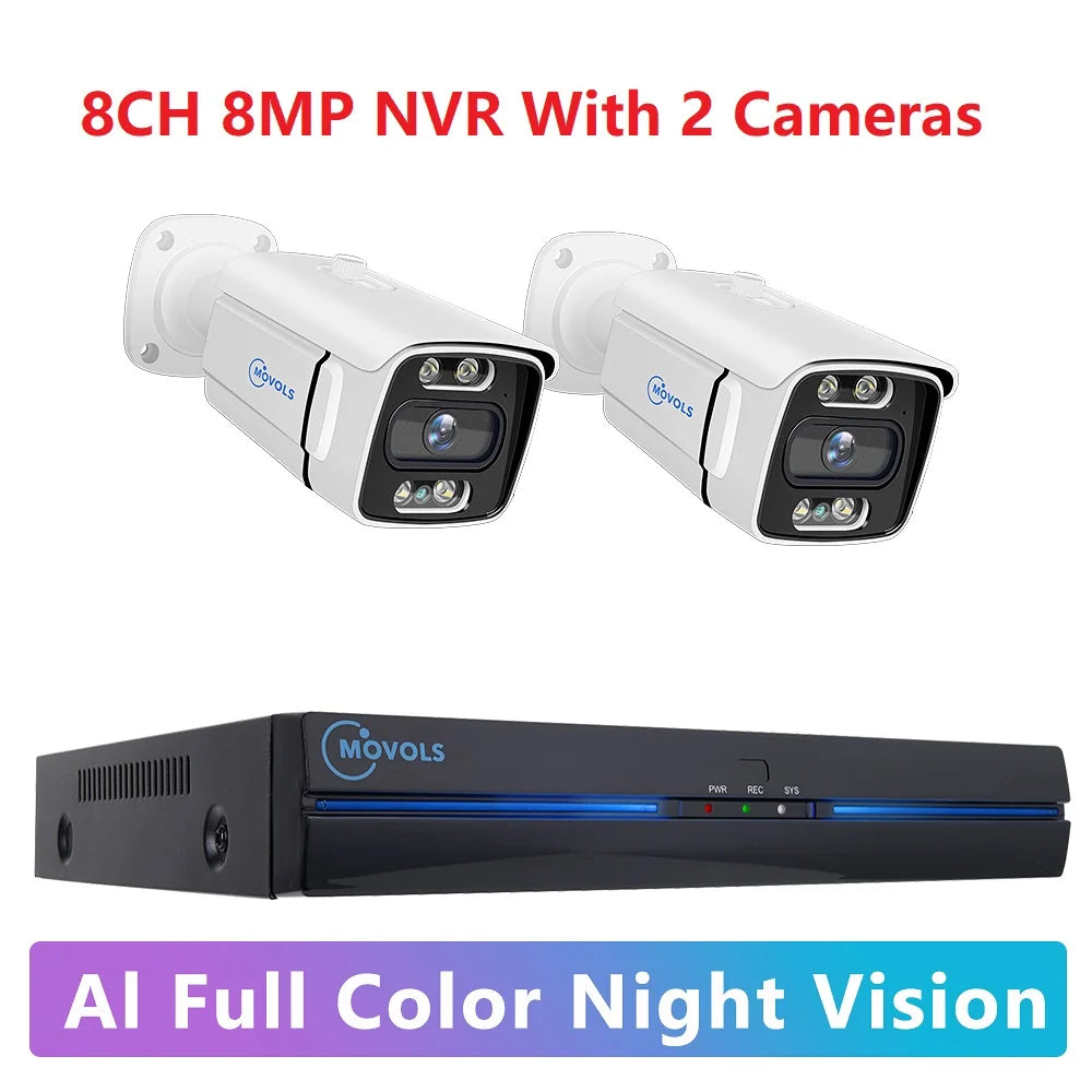 8MP CCTV System 2 Camera Kit 1TB NVR Outdoor