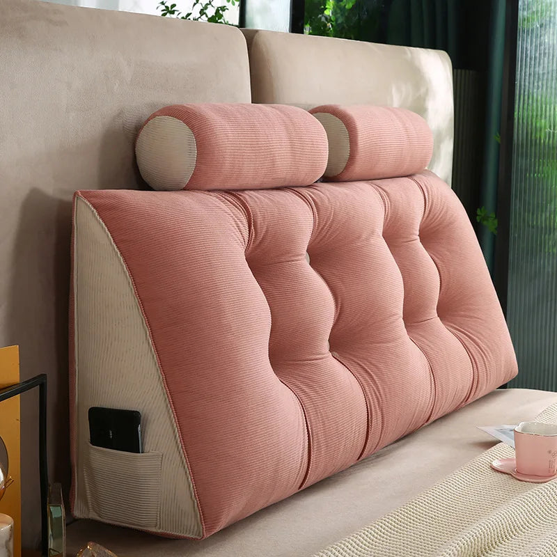 Pink Wedge Bed Pillow with Back Support and Pain Relief