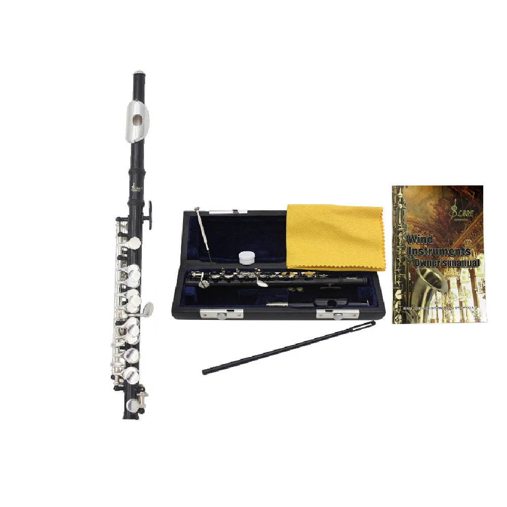 C Key Black Piccolo Flute Set with Carry Case