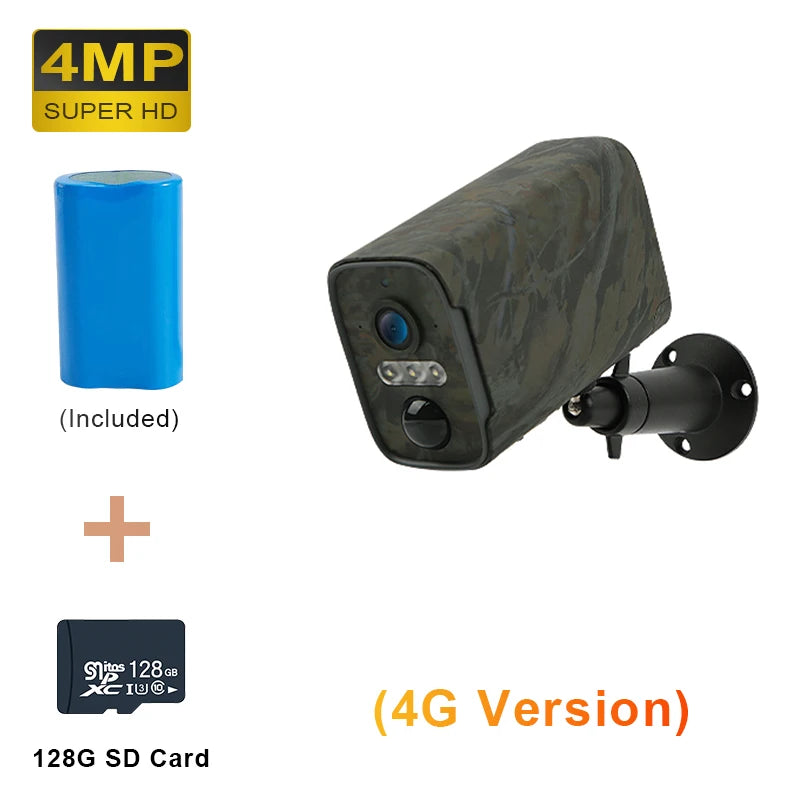 Smart 4MP 4G Outdoor Camera with 128GB Storage