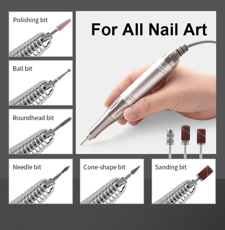Black 65W Professional Nail Drill with Stand