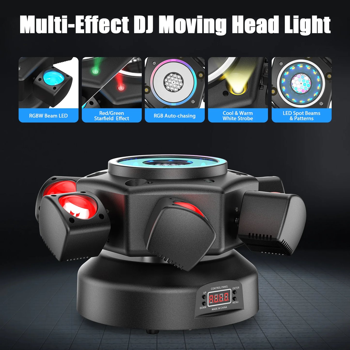 100W 6 Arm RGBW Moving Head Stage Light with Remote