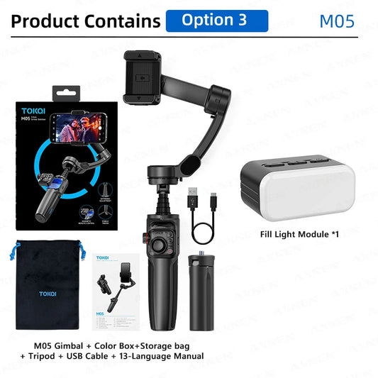 Foldable Gimbal with Smart Tracking for Vlog and Kit