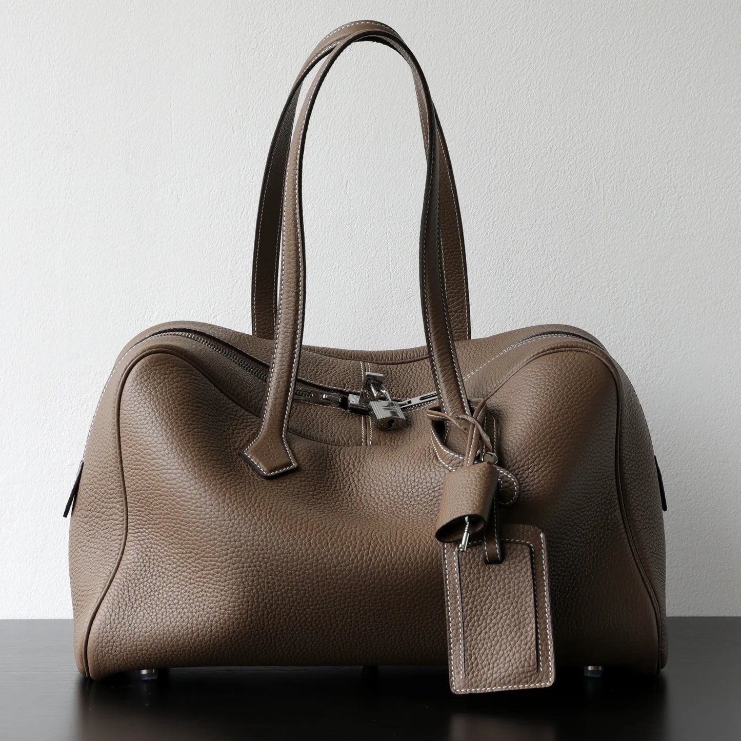 Women’s Leather Laptop Tote Bowling Work Handbag Khaki