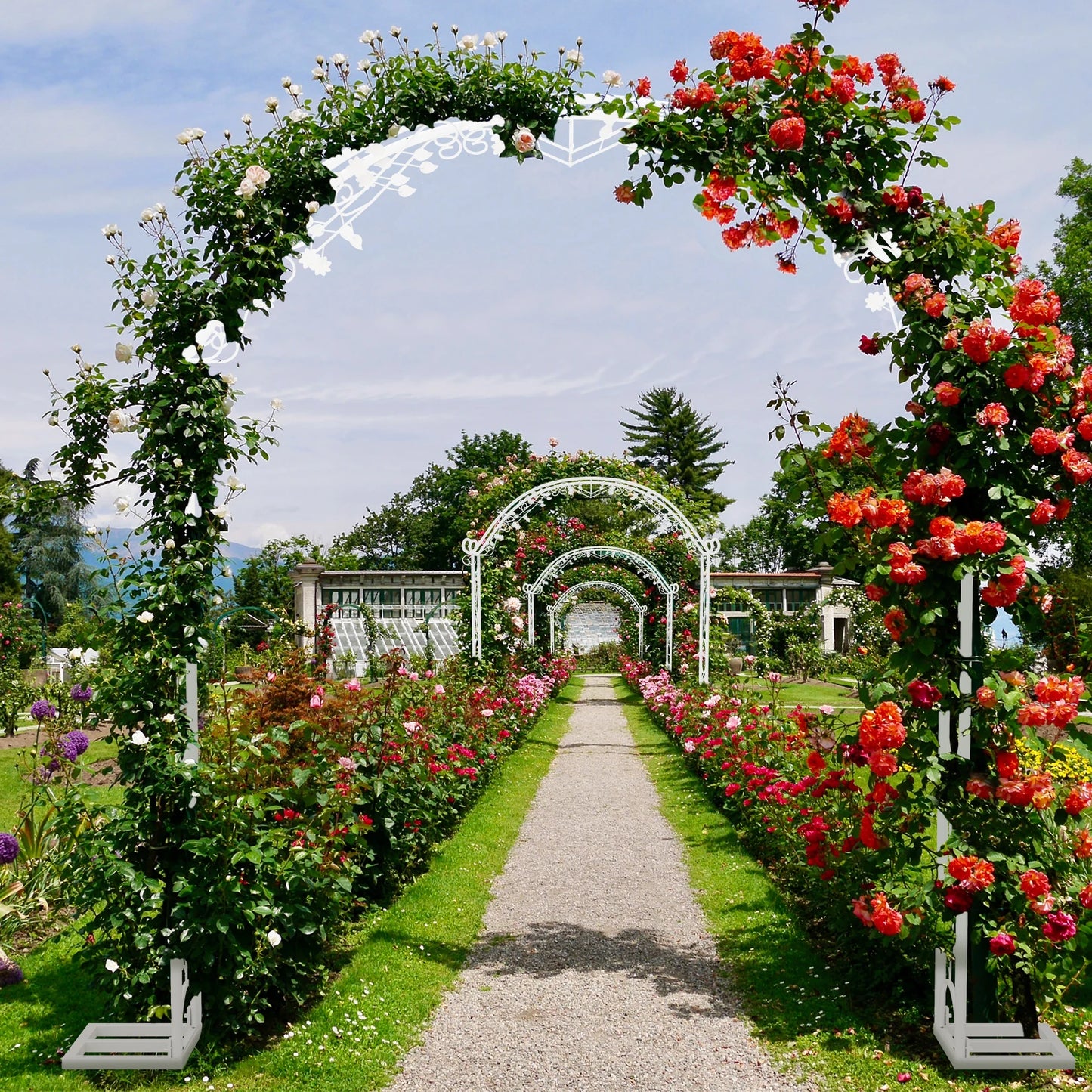Large White Wedding Arch Backdrop Metal Pergola Stand