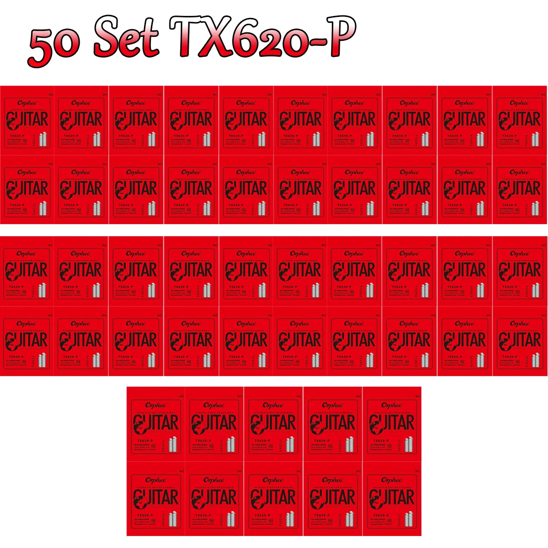 50 Pack Acoustic Guitar Strings Medium Gauge Carbon Steel