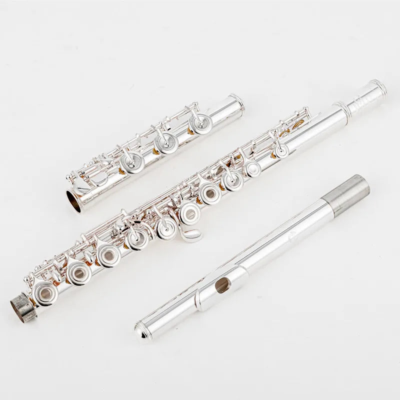 Professional Silver-Plated Flute C Key 17-Hole with Case