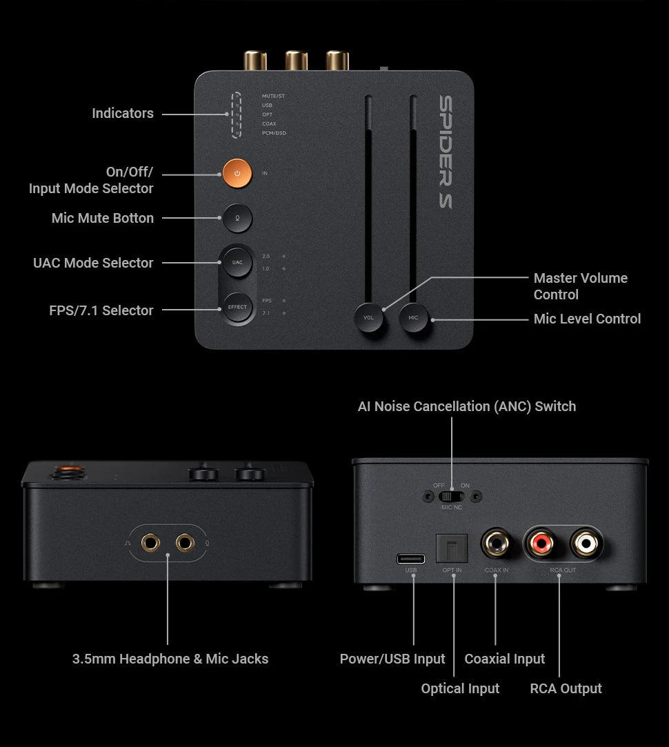 Gaming DAC Amp CS43131 Footstep Enhancement USB Sound Card